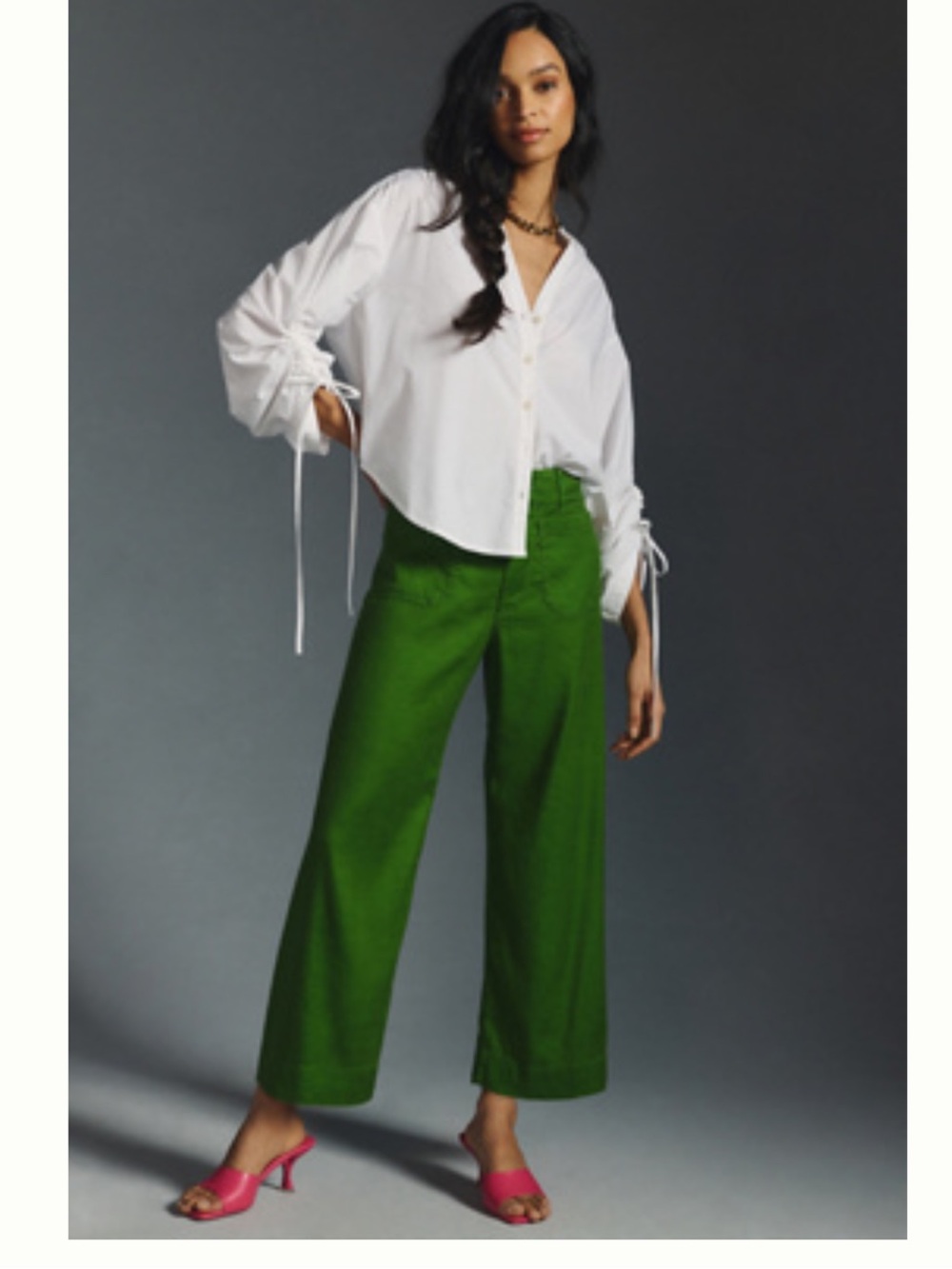 Anthropologie Wide-Leg Pants in Emerald Green